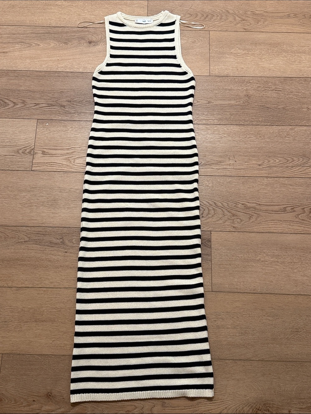MANGO Striped Knit Maxi Dress - Black & White